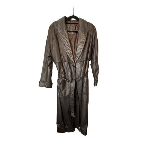 80's -90's Preston & York Brown Trench coat M - Picture 1 of 8